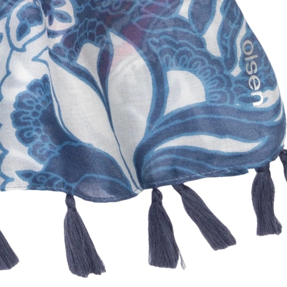 MULTI PRINT SCARF WITH TASSEL TRIM - Picture 2 of 2